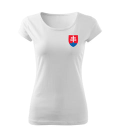 DRAGOWA women's t-shirt small colored Slovak emblem, white