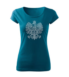 DRAGOWA women's t-shirt Polish eagle, petrol blue