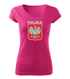 DRAGOWA women's t-shirt Polish emblem with lettering, pink
