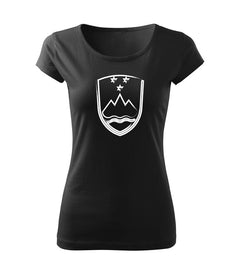 DRAGOWA women's t-shirt Slovenian emblem, black