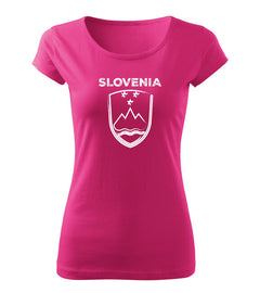 DRAGOWA women's t-shirt Slovenian emblem with lettering, pink