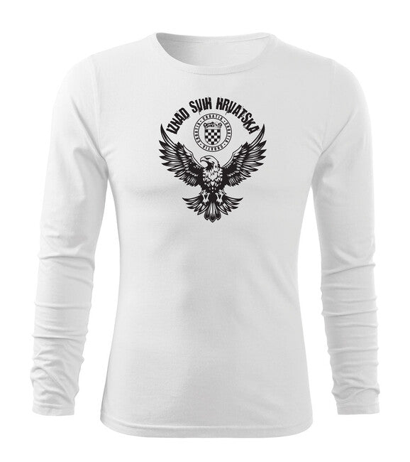 DRAGOWA Fit-T Long Sleeve T-Shirt HR Eagle "Iznad svih Hrvatska", White