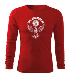 DRAGOWA Fit-T long-sleeve t-shirt HR eagle "Iznad svih Hrvatska", red