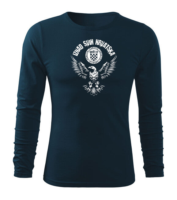 DRAGOWA Fit-T Long Sleeve T-Shirt HR Eagle "Iznad svih Hrvatska", Navy Blue