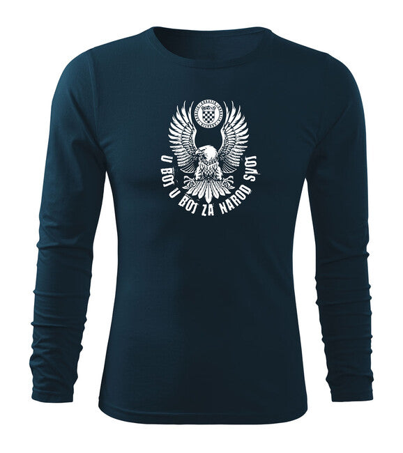 DRAGOWA Fit-T Long Sleeve T-Shirt HR Eagle "In Battle For Our Nation", Navy Blue