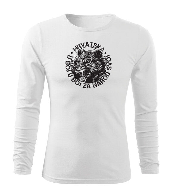 DRAGOWA Fit-T Long Sleeve T-Shirt HR Wolf "In Battle for Our Nation", White