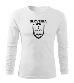 DRAGOWA Fit-T long-sleeve t-shirt Slovenian emblem with lettering, white