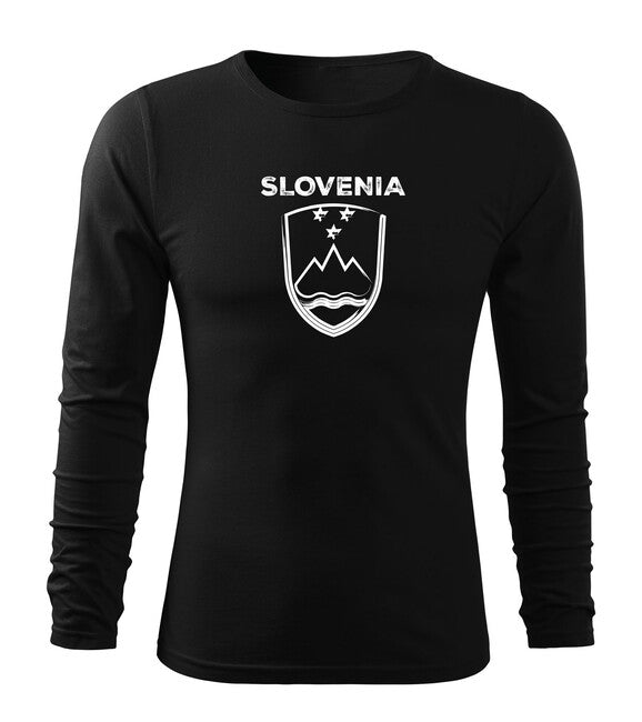 DRAGOWA Fit-T Long Sleeve T-Shirt, Slovenian Emblem with Text