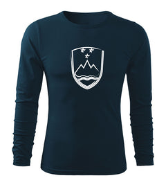 DRAGOWA Fit-T long-sleeve t-shirt Slovenian emblem, navy blue