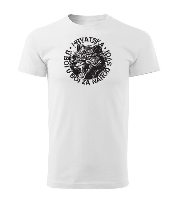 DRAGOWA HR Wolf Short T-Shirt "In Battle, In Battle for Our Nation," White