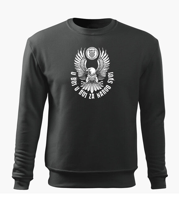 DRAGOWA Men's Hoodie HR Eagle "Into Battle For Our Nation", Grey