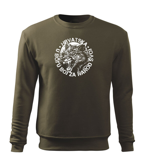 DRAGOWA Men's Hoodie HR Wolf "In Battle For Our Nation", Olive