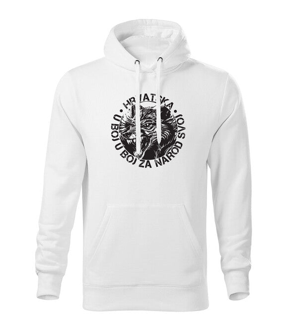DRAGOWA Men's Hoodie HR Wolf "In Fight For Our Nation", White