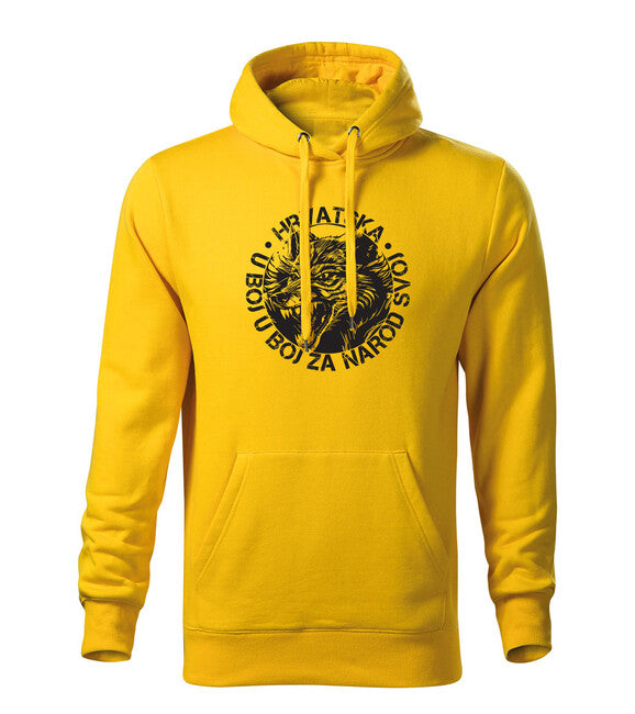 DRAGOWA Men's Hoodie HR Wolf "In Battle For Our Nation", Yellow