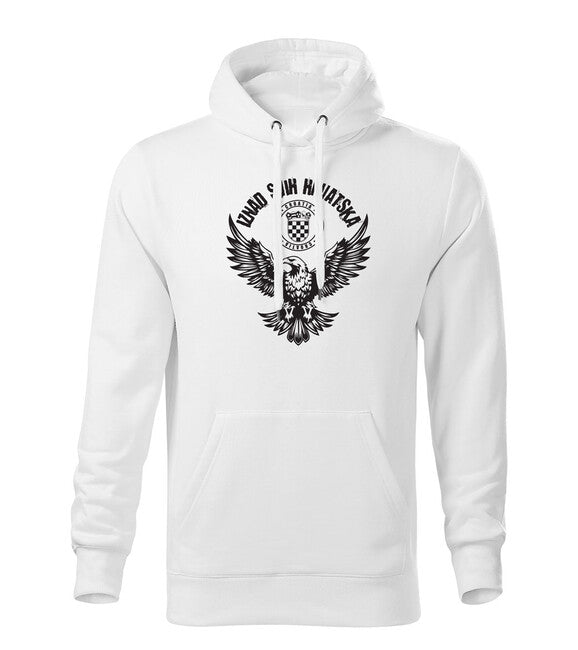 DRAGOWA Men's Hoodie HR Eagle "Iznad svih Hrvatska", White