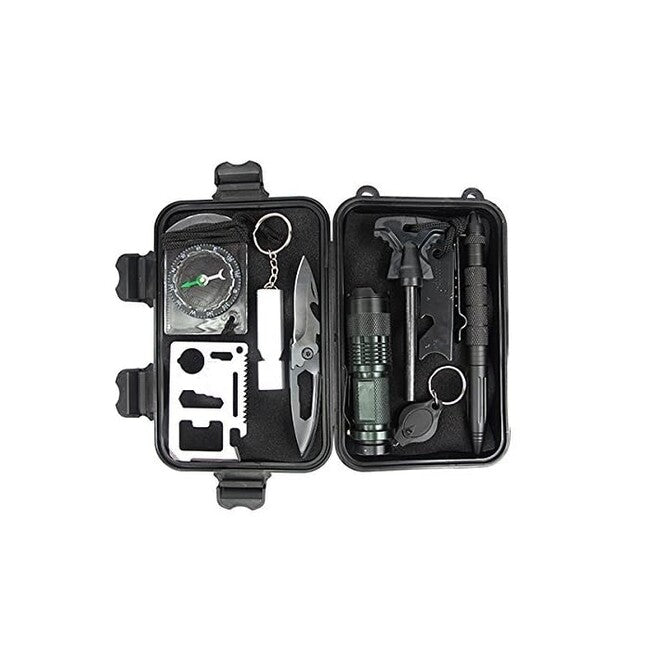 DRAGOWA Tactical Outdoor Survival Kit 10-in-1 Pine, Small