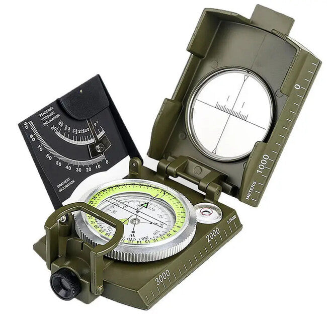 DRAGOWA Tactical Skladací vodotesný kovový kompas s puzdrom Wally, zelená
