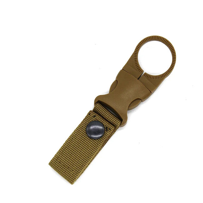 DRAGOWA Tactical Oasis Nylon Bottle Holder with Carabiner, Khaki