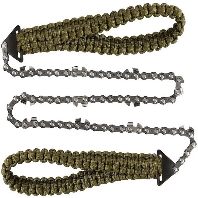DRAGOWA Tactical Pocket Chain Saw with Paracord Handle Wander, Green