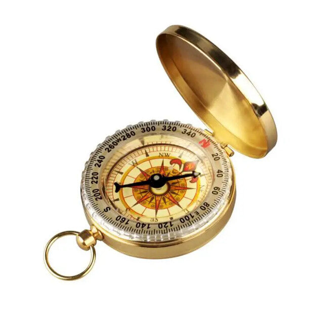 DRAGOWA Tactical Luma Pocket Brass Compass with Luminescence, Gold