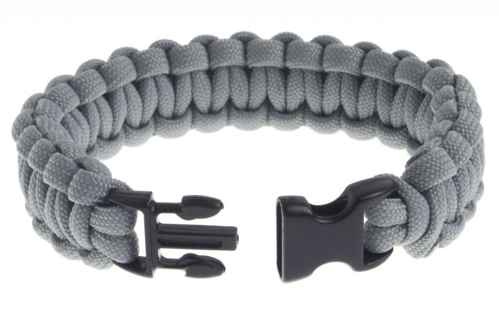 O&T Paracord Bracelet with Plastic Clasp, Grey