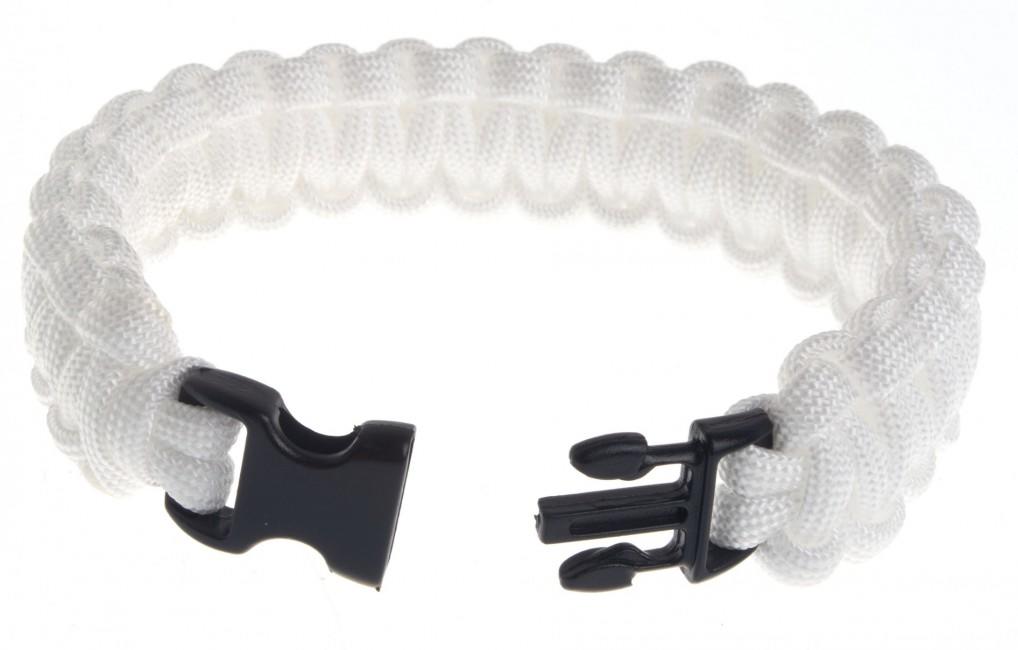 O&T Paracord Bracelet with Plastic Buckle, White