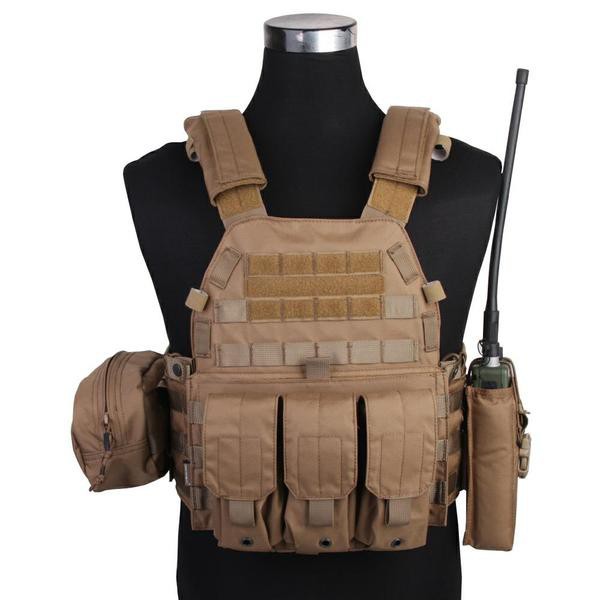 Emersongear LBT6094A Plate Carrier with 3 Pouches, Coyote 500D