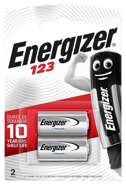 Energizer 123 Lithium Battery FSB2, 2-pack