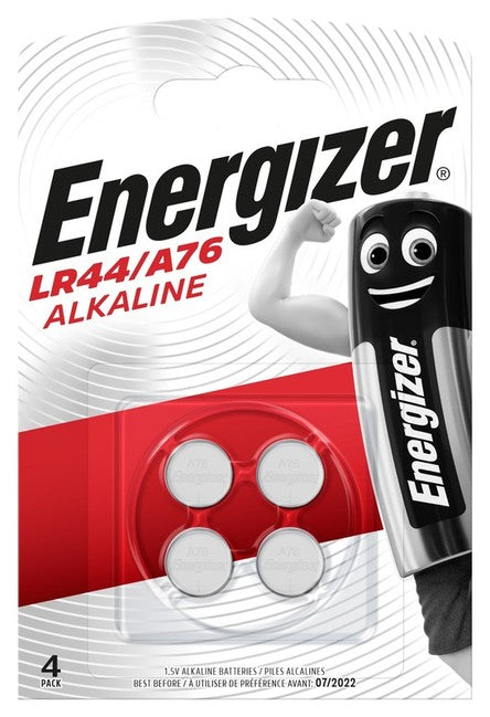 Energizer A76/LR44 Button Cell Battery Alkaline BP4, 4pcs