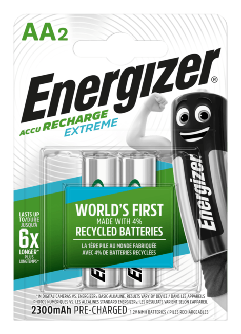 Energizer Extreme HR6 AA 2300 mAh Rechargeable Battery, 2-pack