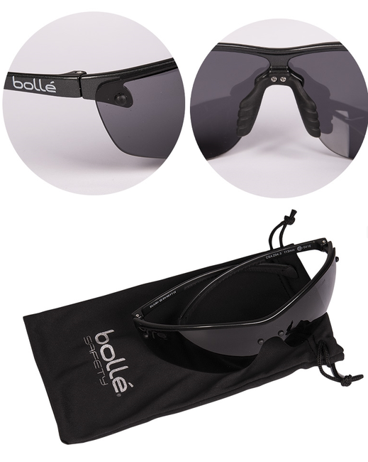 Bollé Silium+ Protective Goggles, Black, Smoke Lens