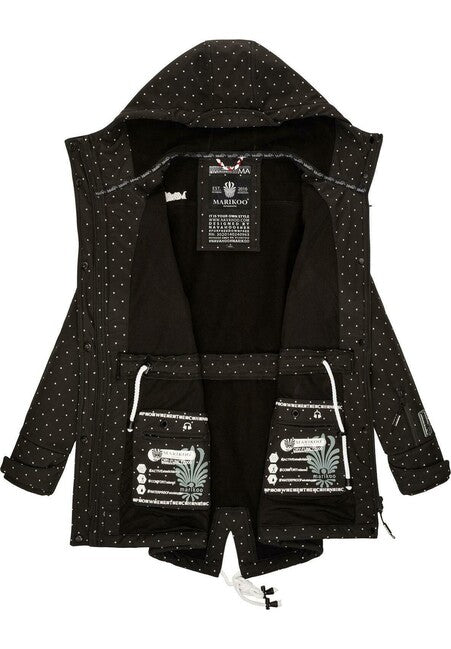 Marikoo ZIMTZICKE Women's Winter Softshell Jacket with Hood, Black Dotted
