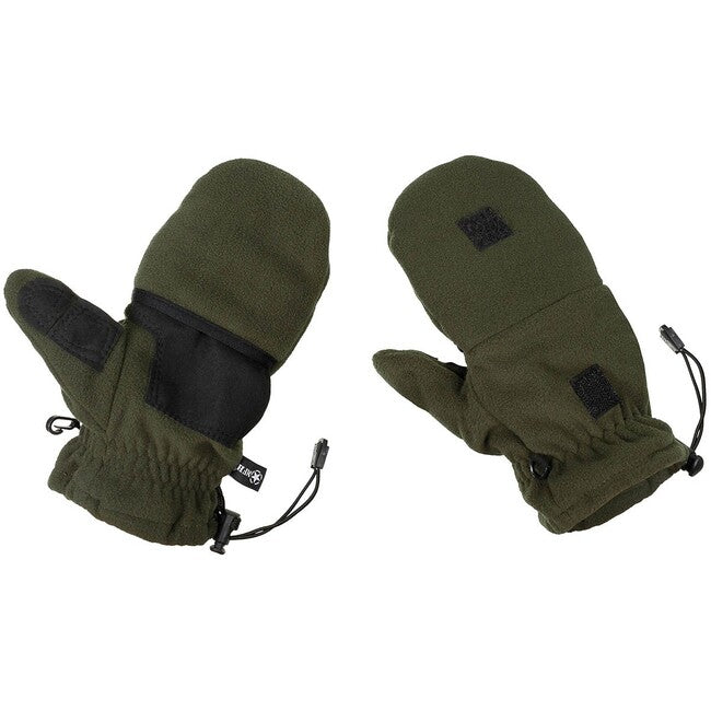 MFH Fleece Gloves with Pull Loops, OD Green