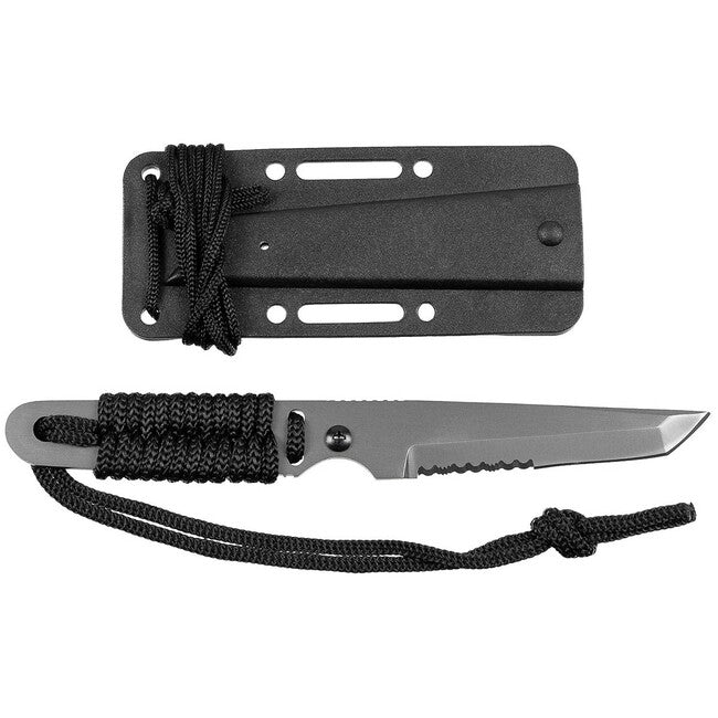 Fox Outdoor Action I Knife, Black, Wrapped Handle, with Sheath