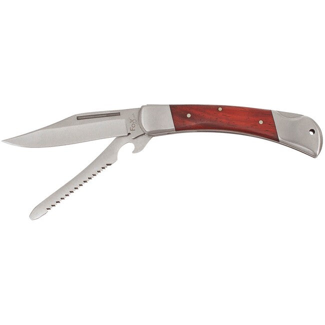 Fox Outdoor Jack Hunter Knife, Metal Handle with Wood Insert