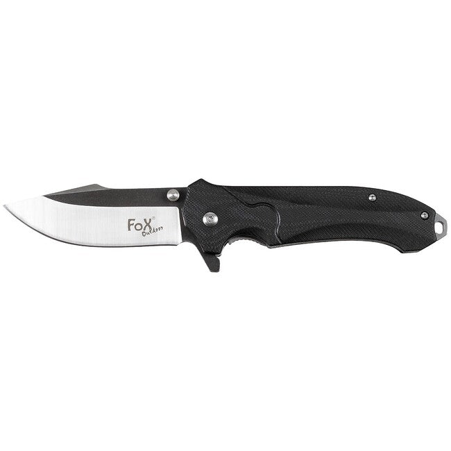 Fox Outdoor Jack Single-Hand Knife, Black, G10 Handle