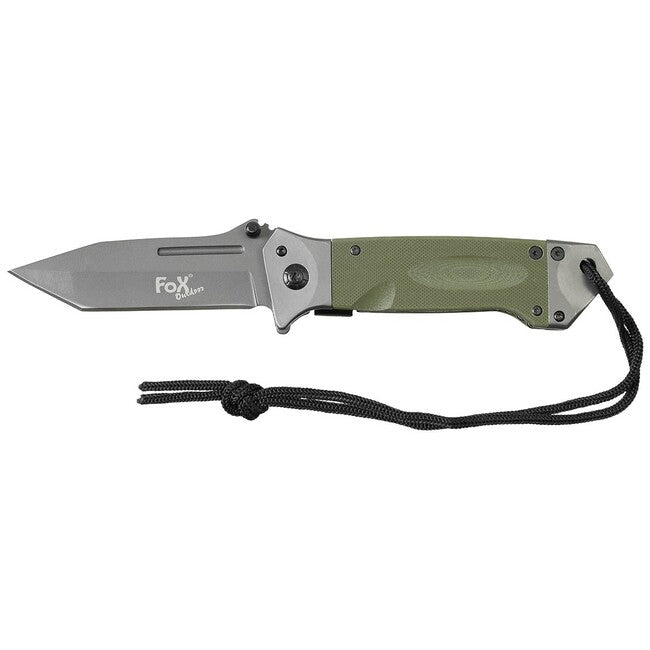 Fox Outdoor Jack Single-Hand Knife, OD Green, G10 Handle