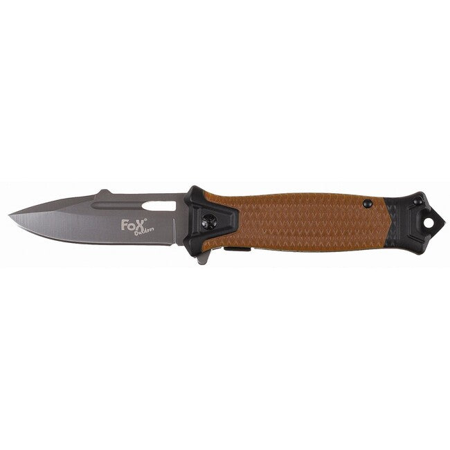 Fox Outdoor Jack Single-Handed Knife, Coyote Tan, Metal Handle