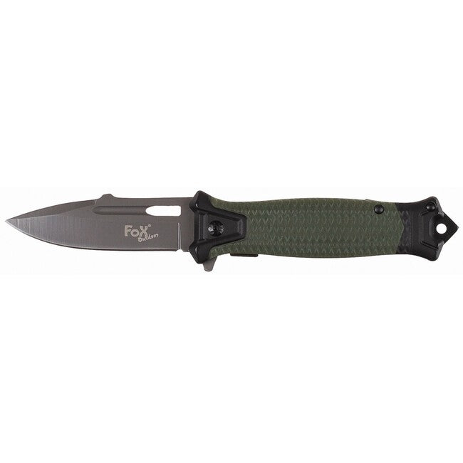 Fox Outdoor Jack Single-Hand Knife, OD Green, Metal Handle