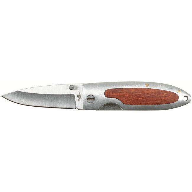 Fox Outdoor Jack Single-Hand Knife, Silver, Wood Insert