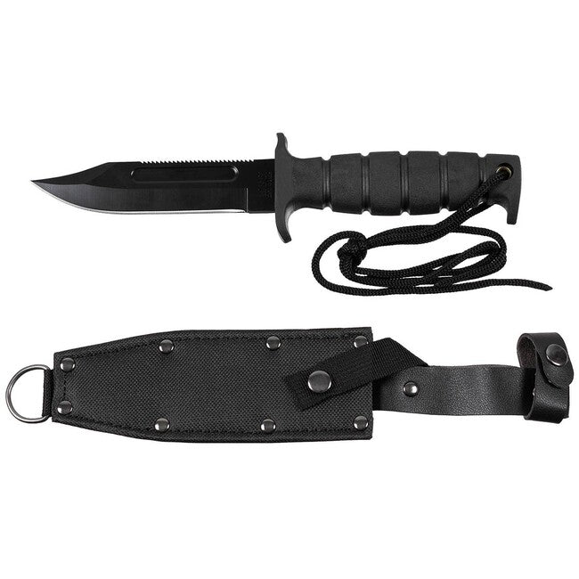 Fox Outdoor Pilot Knife, Black, Rubber Handle, With Sheath