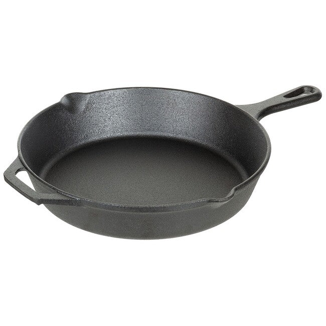 Fox Outdoor Frying Pan with Handle, Cast Iron, Approximately 30 cm Diameter