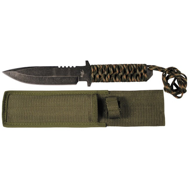 Fox Outdoor Knife with Paracord Stonewashed, Black