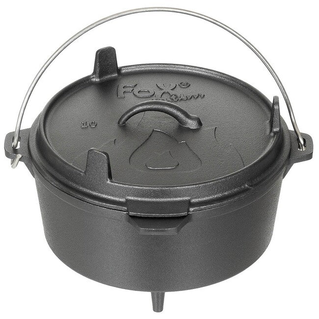 Fox Outdoor Dutch Oven Camping Pot, Cast Iron, 3.8L