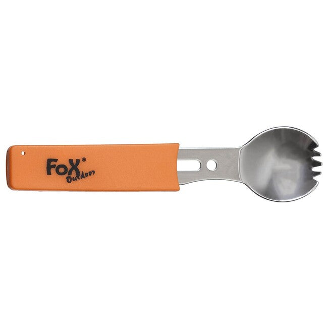 Fox Outdoor Multifunctional Spoon, Stainless Steel, Orange Handle
