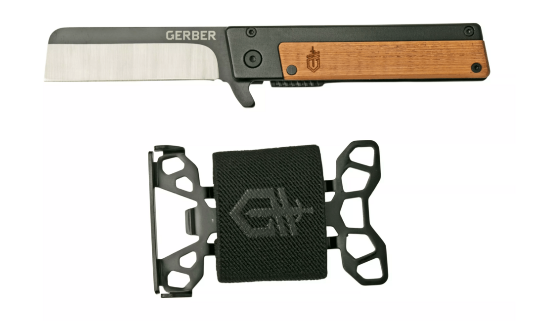 Gerber Folding Knife with Steel Wallet, 6.8cm, Brown