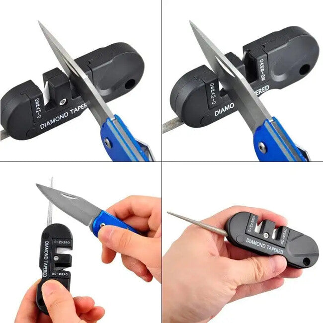 DRAGOWA Tactical Pocket Multifunctional Knife Sharpener 4in1 Drydune, Black
