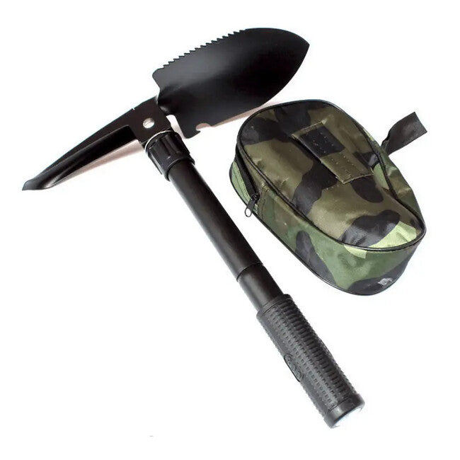 DRAGOWA Tactical Dakota Folding Tactical Shovel and Pickaxe with Pouch, Black