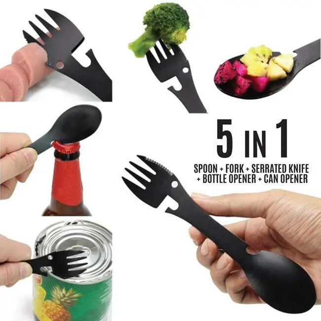DRAGOWA Tactical Camping Utensil 5in1 Erin, Black