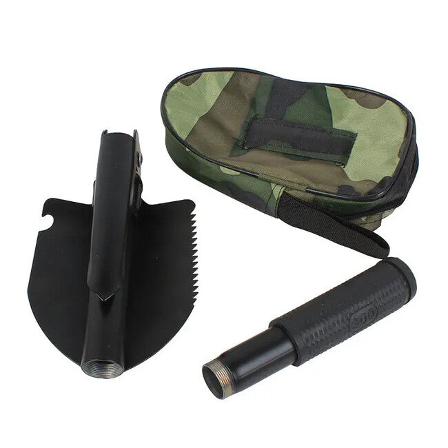 DRAGOWA Tactical Dakota Folding Tactical Shovel and Pickaxe with Pouch, Black